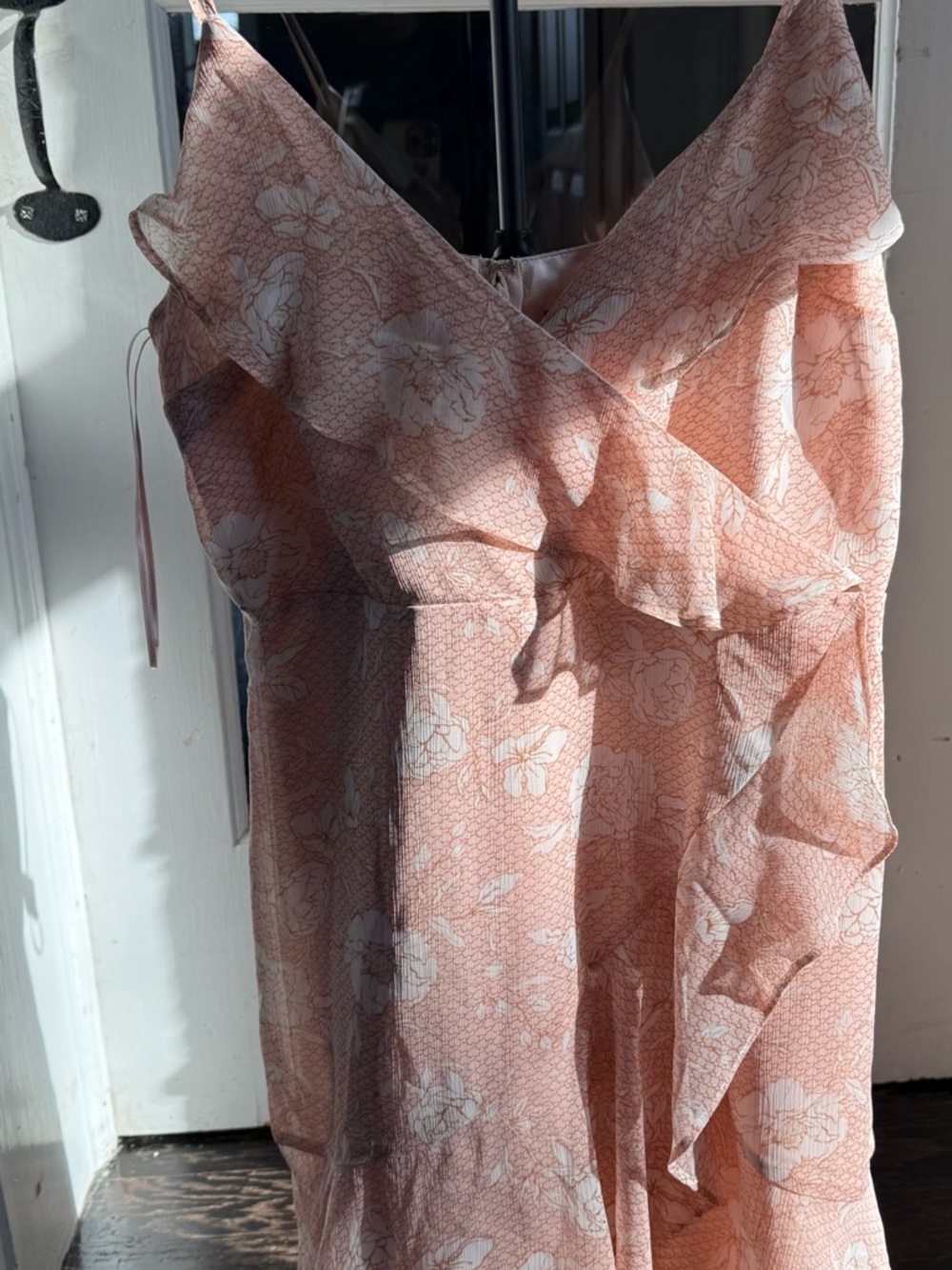 Express Pink Floral Ruffle Midi Dress